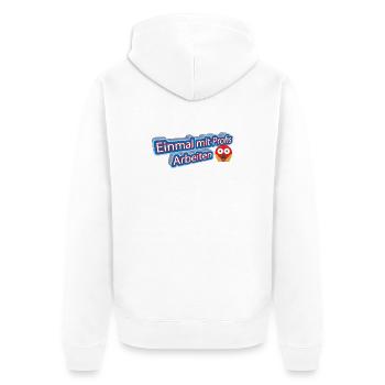 Einmal_mit_Profis - Unisex Premium Bio Zip Hoodie - Weiß - Hinten - Thijin (182cm)