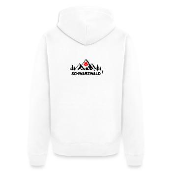 Schwarzwald mit Herzschlag und Herz Hut Berge - Unisex Premium Bio Zip Hoodie - Weiß - Hinten - Thijin (182cm)