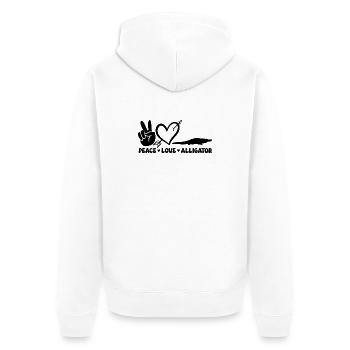 Peace Love Alligator – Design drôle de reptile - Veste à capuche bio Premium Unisexe - blanc - Dos - Thijin (182cm)