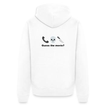 Totenkopf mit Handy und Messer Rate mal, der Film? - Unisex Premium Bio Zip Hoodie - Weiß - Hinten - Thijin (182cm)