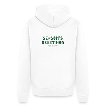 Season's Greetings – Automated as Usual - Unisex Premium Bio Zip Hoodie - Weiß - Hinten - Thijin (182cm)