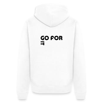Go for it - Unisex Premium Bio Zip Hoodie - Weiß - Hinten - Thijin (182cm)