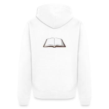 Buch - Unisex Premium Bio Zip Hoodie - Weiß - Hinten - Thijin (182cm)