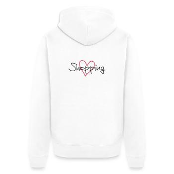 coeur de shopping j'adore le cadeau - Veste à capuche bio Premium Unisexe - blanc - Dos - Thijin (182cm)