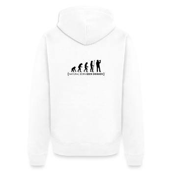 evolution_beer_drinker - Unisex Premium Bio Zip Hoodie - Weiß - Hinten - Thijin (182cm)