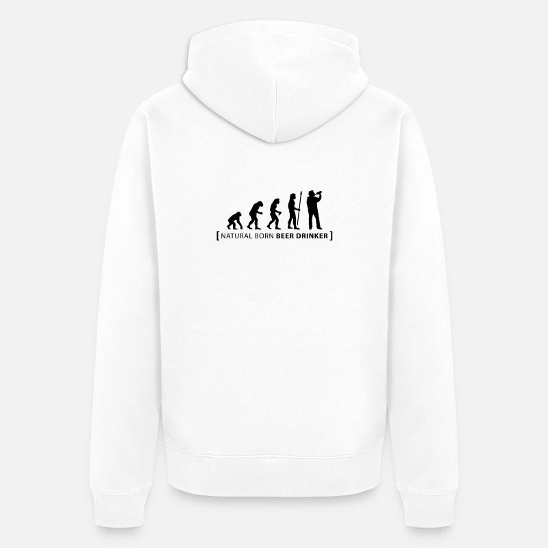 evolution_beer_drinker - Veste à capuche bio Premium Unisexe - blanc