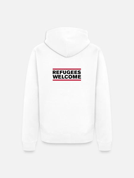 politik refugees welcome - Unisex Premium Bio Zip Hoodie - Weiß