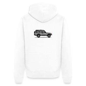 Discovery 2 Silver - Unisex Premium Organic Zip Hoodie - white - Back - Thijin (182cm)