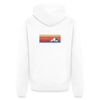 Minimal Mountain Sunset Retro - Unisex Premium Bio Zip Hoodie - Weiß - Hinten - Thijin (182cm)
