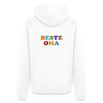 Beste Oma - auf der ganzen Welt - Danke Geschenk - Unisex Premium Bio Zip Hoodie - Weiß - Hinten - Thijin (182cm)