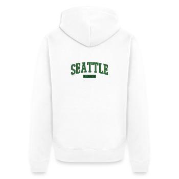 Seattle Washington USA - Unisex Premium Organic Zip Hoodie - white - Back - Thijin (182cm)