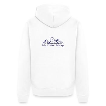 Spitzenversprechen: Heute Morgen Jeden Tag - Unisex Premium Bio Zip Hoodie - Weiß - Hinten - Thijin (182cm)