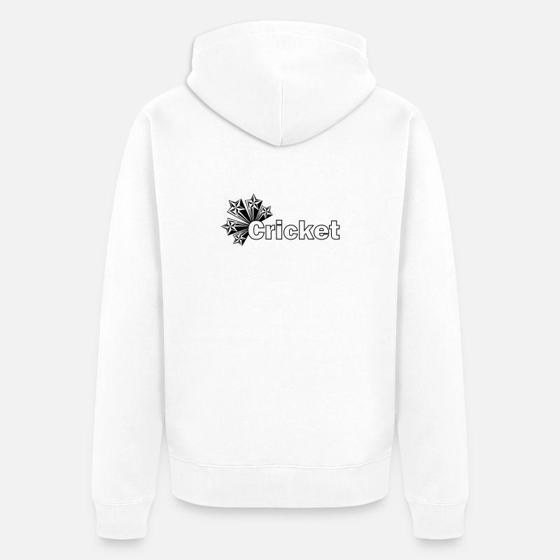 Texte de cricket avec des étoiles - Veste à capuche bio Premium Unisexe - blanc