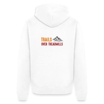 Trail Running - Trails Over Treadmills - Unisex Premium Organic Zip Hoodie - white - Back - Thijin (182cm)