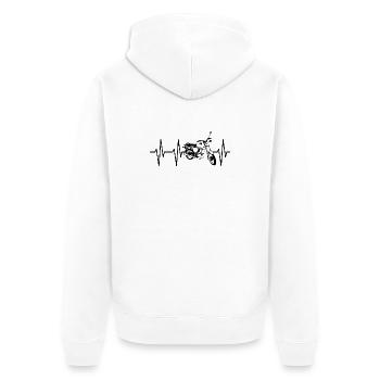 Simson S50 S51 Heartbeat Pulse ECG Moped icon - Unisex Premium Organic Zip Hoodie - white - Back - Thijin (182cm)