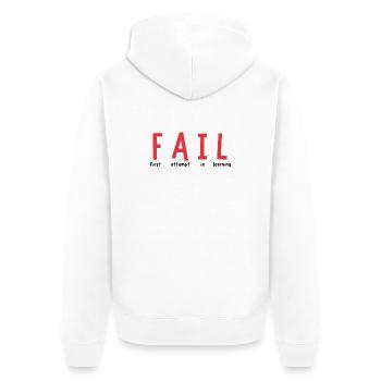 FAIL – Lernchance statt Niederlage - Unisex Premium Bio Zip Hoodie - Weiß - Hinten - Thijin (182cm)