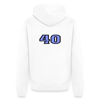 40. 40 YEARS. 40th ANNIVERSARY. 40TH ANNIVERSARY. - Unisex Premium Organic Zip Hoodie - white - Back - Thijin (182cm)
