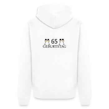 65.Geburtstag 65 Jahre - Unisex Premium Bio Zip Hoodie - Weiß - Hinten - Thijin (182cm)