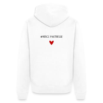 MERCI. MAÎTRESSE. MAÎTRE. MERCI MAÎTRESSE - Veste à capuche bio Premium Unisexe - blanc - Dos - Thijin (182cm)
