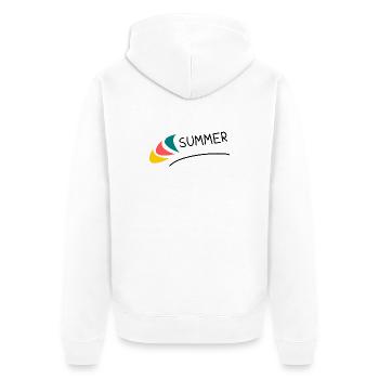 FEIERTAG. FROHE FEIERTAGE. GELIEBTE. MEISTER. LEHRER - Unisex Premium Bio Zip Hoodie - Weiß - Hinten - Thijin (182cm)