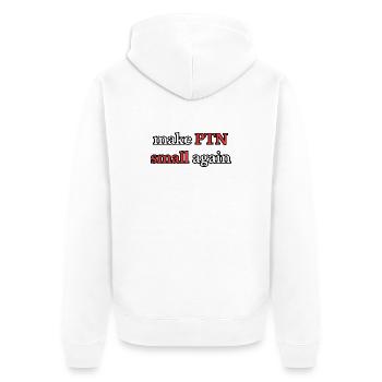 Make PTN small again - Unisex Premium Organic Zip Hoodie - white - Back - Thijin (182cm)