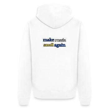 Make russia small again, blue yellow - Unisex Premium Organic Zip Hoodie - white - Back - Thijin (182cm)