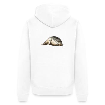 Robbe - Unisex Premium Bio Zip Hoodie - Weiß - Hinten - Thijin (182cm)