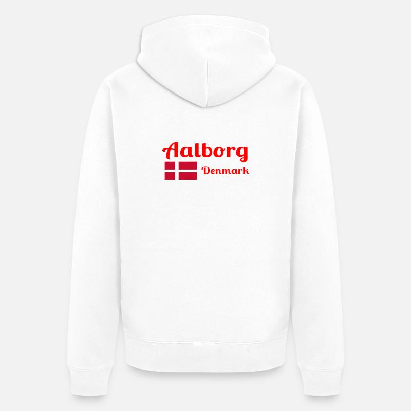 Aalborg, Danemark - Imprimés élégants - Veste à capuche bio Premium Unisexe - blanc