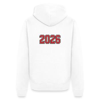 Year 2026 in sports style - Unisex Premium Organic Zip Hoodie - white - Back - Thijin (182cm)