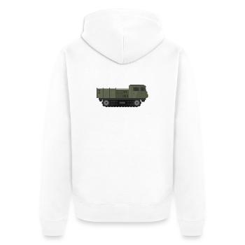 Camion militaire - Veste à capuche bio Premium Unisexe - blanc - Dos - Thijin (182cm)