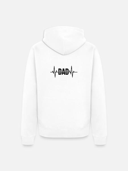 Dad Herzschlag – Vater Geschenk - Unisex Premium Bio Zip Hoodie - Weiß