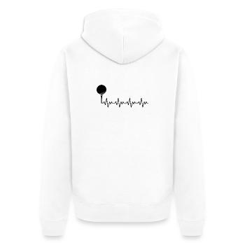 Golf Golfer Golfball EKG Herzschlag Herzfrequenz - Unisex Premium Bio Zip Hoodie - Weiß - Hinten - Thijin (182cm)