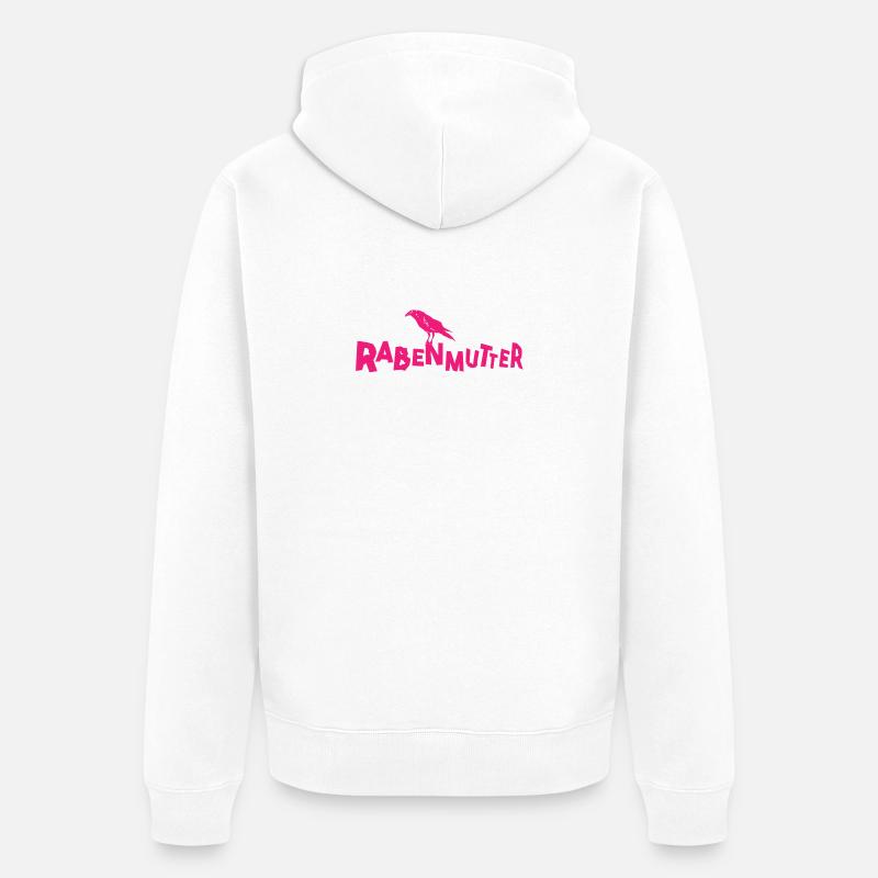 Rabenmutter - Mutter - Mama - Mami - Rabe - Unisex Premium Bio Zip Hoodie - Weiß