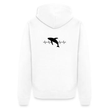 Walfisch Wal EKG Herzschlag - Unisex Premium Bio Zip Hoodie - Weiß - Hinten - Thijin (182cm)
