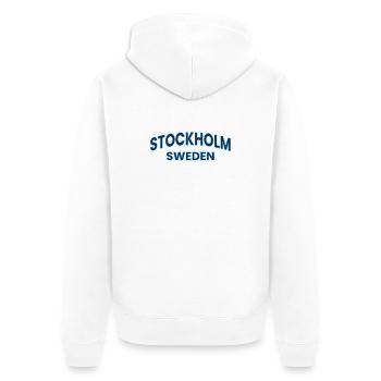Stockholm Sweden Neon Outline - Unisex Premium Organic Zip Hoodie - white - Back - Thijin (182cm)