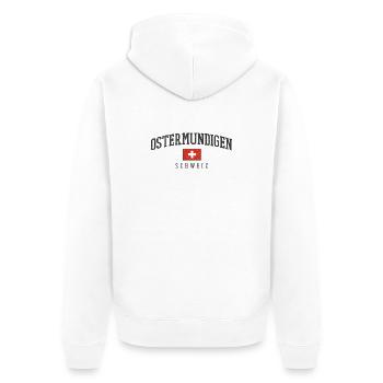 Ostermundigen Schweiz Emblem - Unisex Premium Bio Zip Hoodie - Weiß - Hinten - Thijin (182cm)