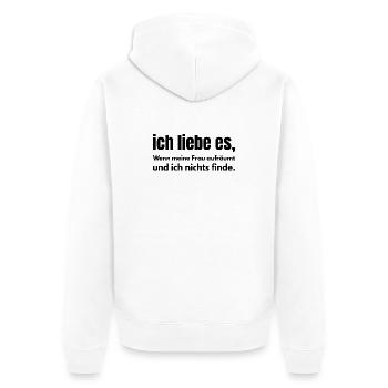 Ich liebe es – Wenn meine Frau aufräumt - Unisex Premium Bio Zip Hoodie - Weiß - Hinten - Thijin (182cm)