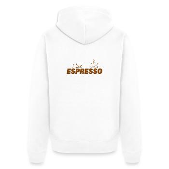 I LOVE ESPRESSO - Unisex Premium Bio Zip Hoodie - Weiß - Hinten - Thijin (182cm)