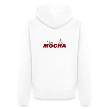 I LOVE MOCHA - Unisex Premium Bio Zip Hoodie - Weiß - Hinten - Thijin (182cm)