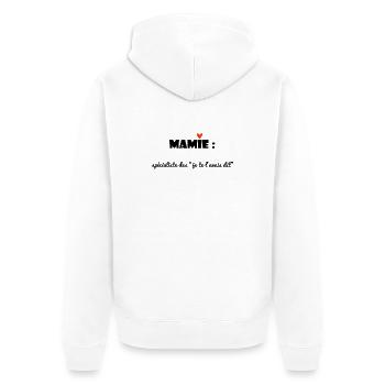 OMA. MAMA. OMA. MUTTERTAG - Unisex Premium Bio Zip Hoodie - Weiß - Hinten - Thijin (182cm)