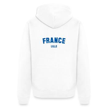 Lille France Frankreich - Unisex Premium Bio Zip Hoodie - Weiß - Hinten - Thijin (182cm)