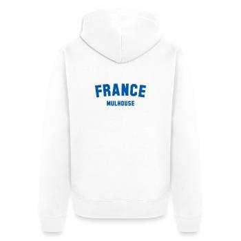 Mulhouse, France, France - Veste à capuche bio Premium Unisexe - blanc - Dos - Thijin (182cm)