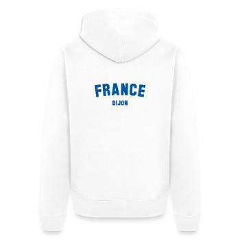 Dijon, France, France - Veste à capuche bio Premium Unisexe - blanc - Dos - Thijin (182cm)
