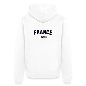 Troyes France Frankreich - Unisex Premium Bio Zip Hoodie - Weiß - Hinten - Thijin (182cm)