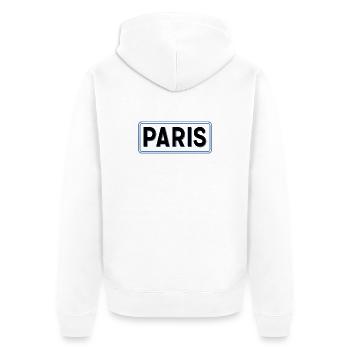 Paris in Linear Blue Silhouette - Unisex Premium Organic Zip Hoodie - white - Back - Thijin (182cm)