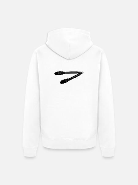 BBQ Grill Tongs Silhouette - Unisex Premium Bio Zip Hoodie - Weiß