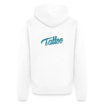 Tattoo Script in Teal - Unisex Premium Organic Zip Hoodie - white - Back - Thijin (182cm)