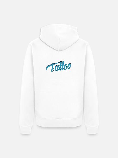 Tattoo Script in Teal - Unisex Premium Organic Zip Hoodie - white
