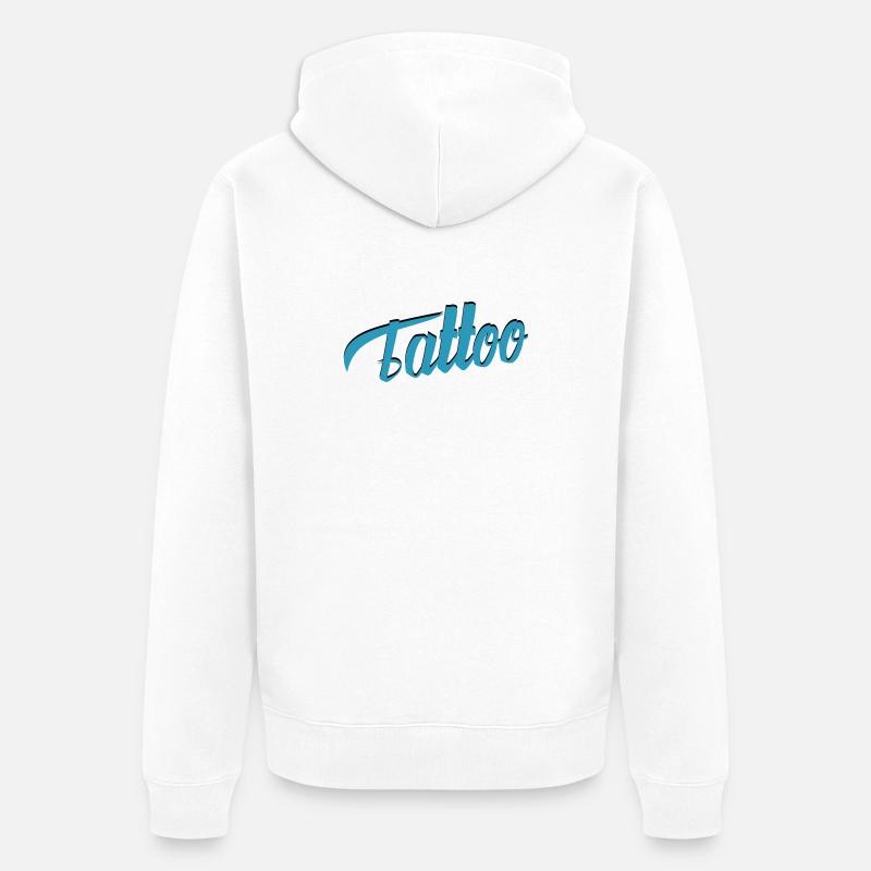 Tattoo Script in Teal - Unisex Premium Bio Zip Hoodie - Weiß