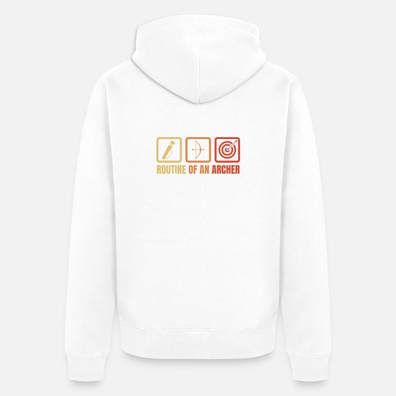 Bogensport Routine - Unisex Premium Bio Zip Hoodie - Weiß